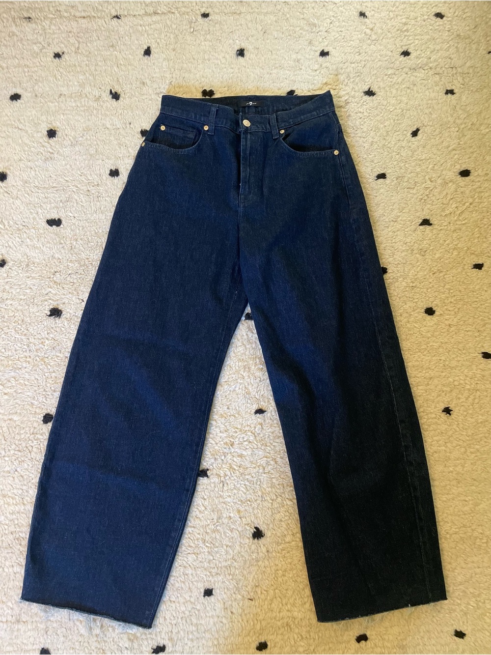 7 for all mankind Bonnie dark blue jeans raw hem